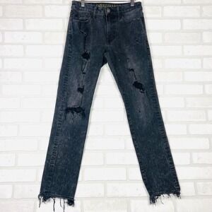 American Eagle Women's Black‎ Wash Distressed Ripped Frayed Hem Jeans 28x30